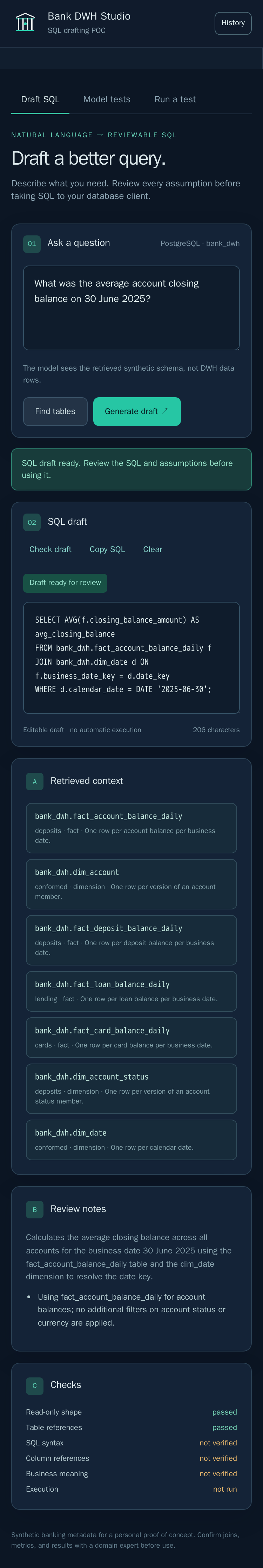 Average account closing balance on a compact phone