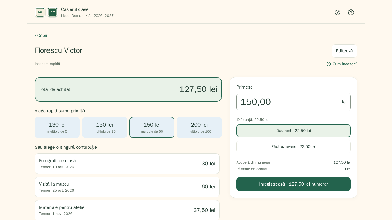 Collecting money on a laptop, with the contributions and the confirmation side by side