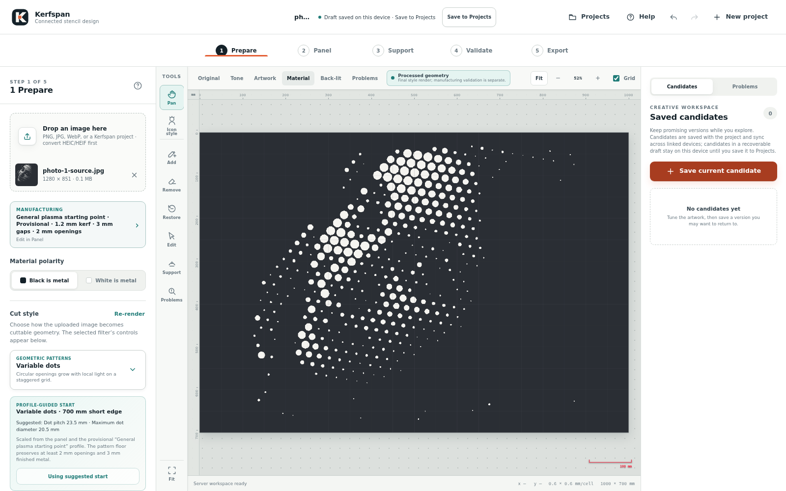 Un portret în stilul Variable dots