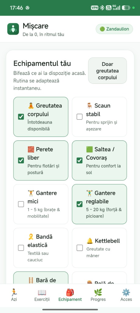 Configurare Echipament — Adaptare Instantanee